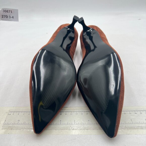 miss left Coffee Kitten Heels Office Professional Shoes Pointed Toe V-Cut Pumps - Picture 7 of 8